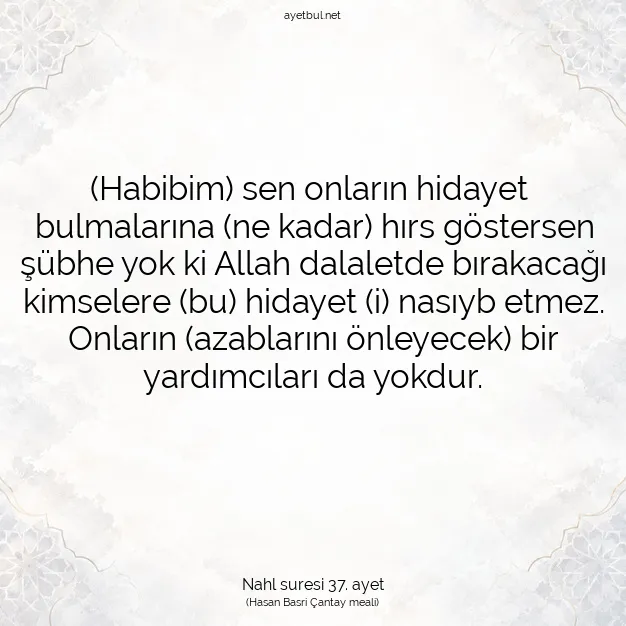 Ayetbul | Kuran Mealleri | Quran | Nahl suresi 37. ayet