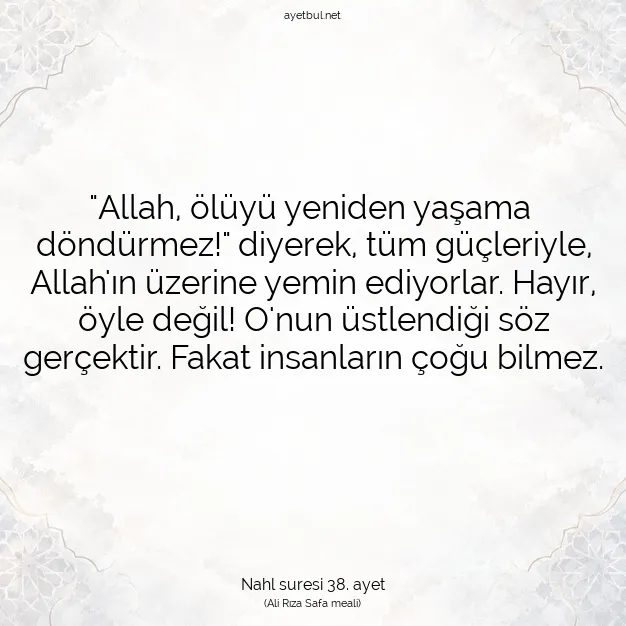 Ayetbul | Kuran Mealleri | Quran | Nahl suresi 38. ayet