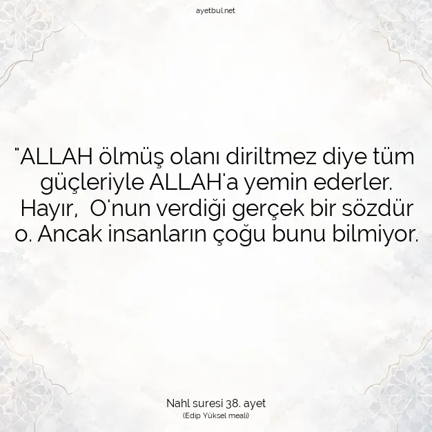 Ayetbul | Kuran Mealleri | Quran | Nahl suresi 38. ayet