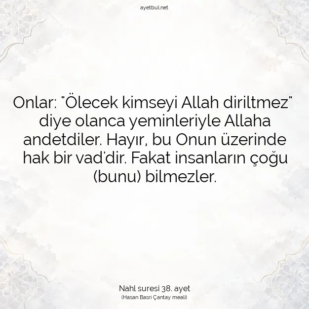 Ayetbul | Kuran Mealleri | Quran | Nahl suresi 38. ayet