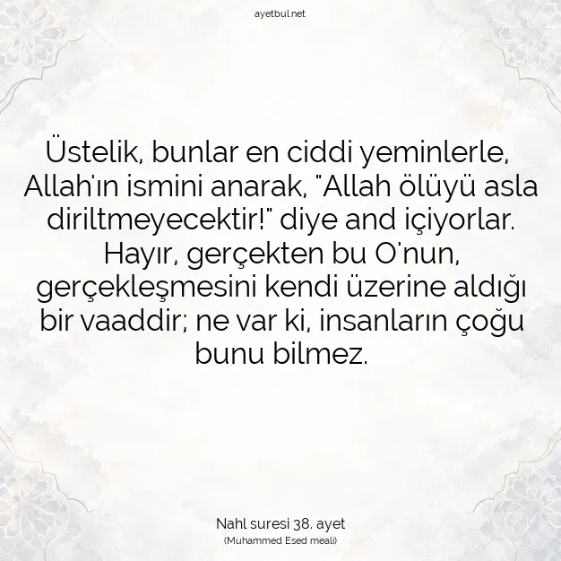 Ayetbul | Kuran Mealleri | Quran | Nahl suresi 38. ayet