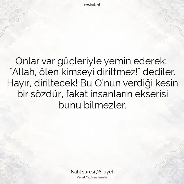 Ayetbul | Kuran Mealleri | Quran | Nahl suresi 38. ayet