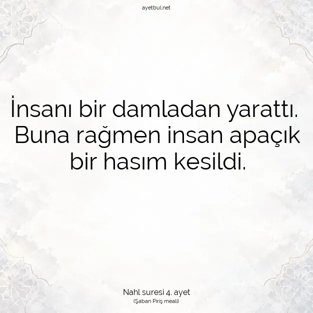 Ayetbul | Kuran Mealleri | Quran | Nahl suresi 4. ayet