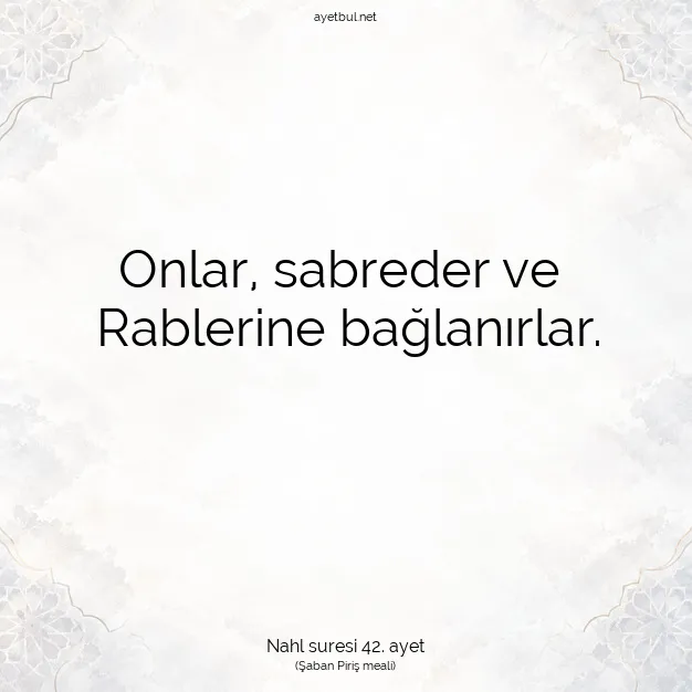 Ayetbul | Kuran Mealleri | Quran | Nahl suresi 42. ayet