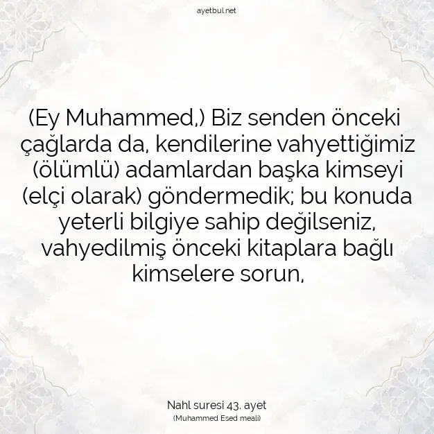 Ayetbul | Kuran Mealleri | Quran | Nahl suresi 43. ayet