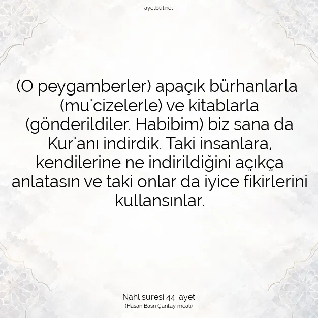 Ayetbul | Kuran Mealleri | Quran | Nahl suresi 44. ayet