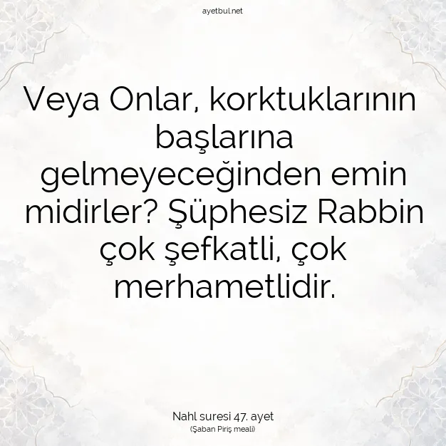 Ayetbul | Kuran Mealleri | Quran | Nahl suresi 47. ayet