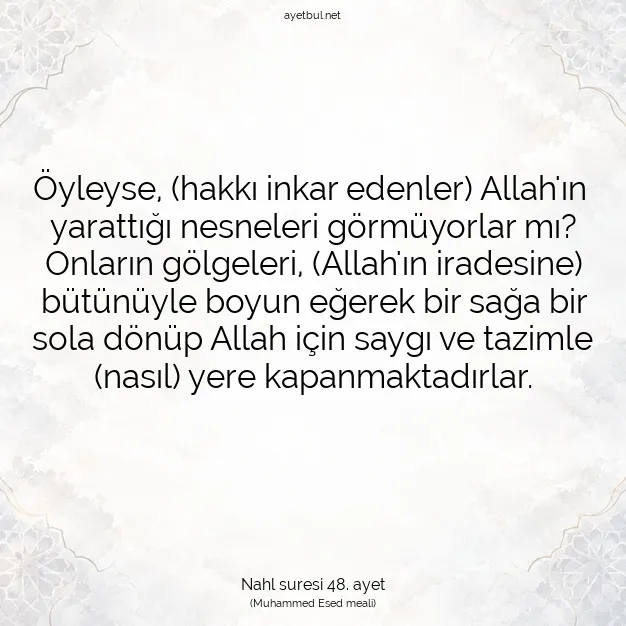 Ayetbul | Kuran Mealleri | Quran | Nahl suresi 48. ayet