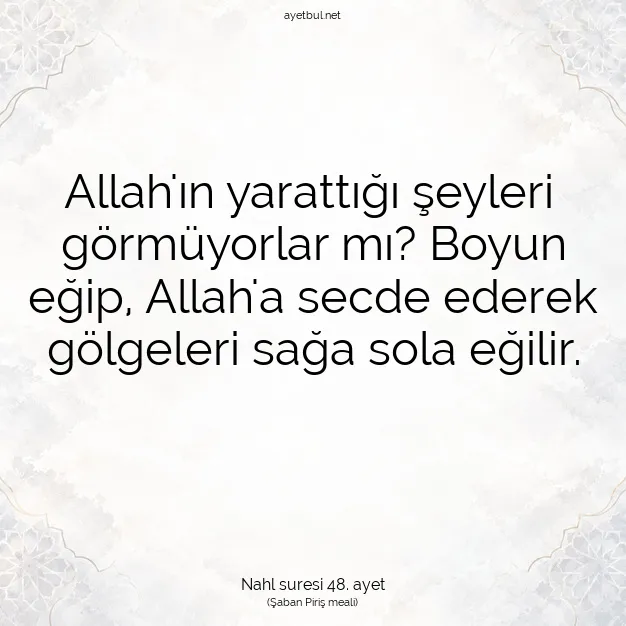 Ayetbul | Kuran Mealleri | Quran | Nahl suresi 48. ayet