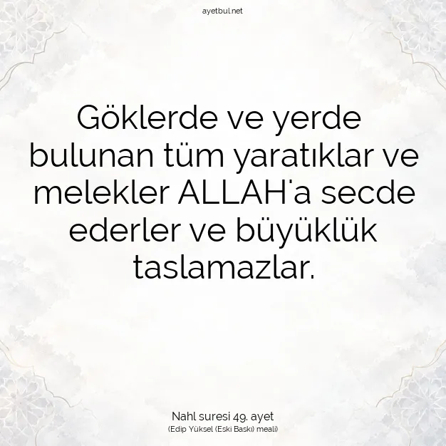 Ayetbul | Kuran Mealleri | Quran | Nahl suresi 49. ayet
