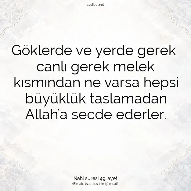 Ayetbul | Kuran Mealleri | Quran | Nahl suresi 49. ayet
