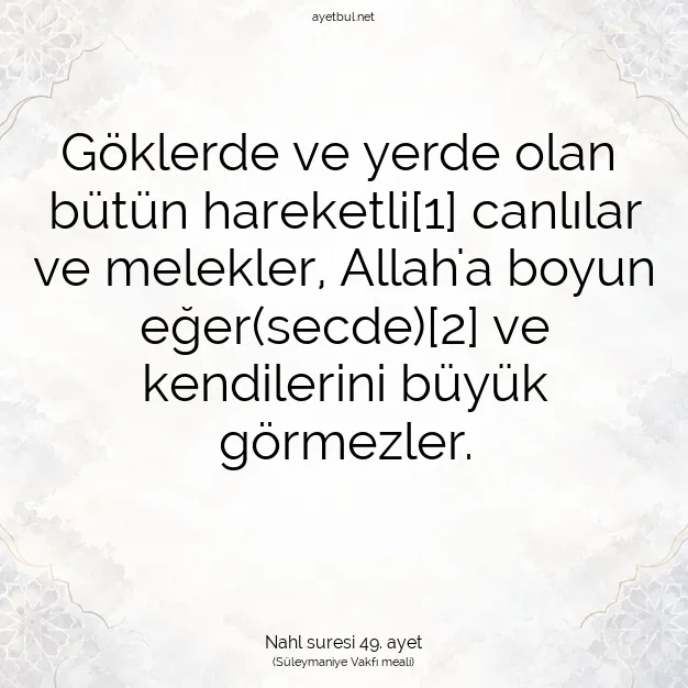 Ayetbul | Kuran Mealleri | Quran | Nahl suresi 49. ayet