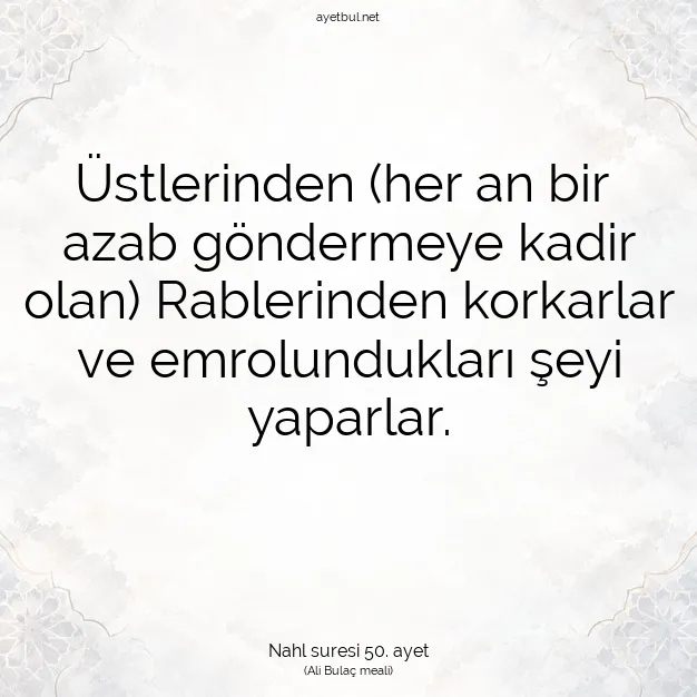 Ayetbul | Kuran Mealleri | Quran | Nahl suresi 50. ayet