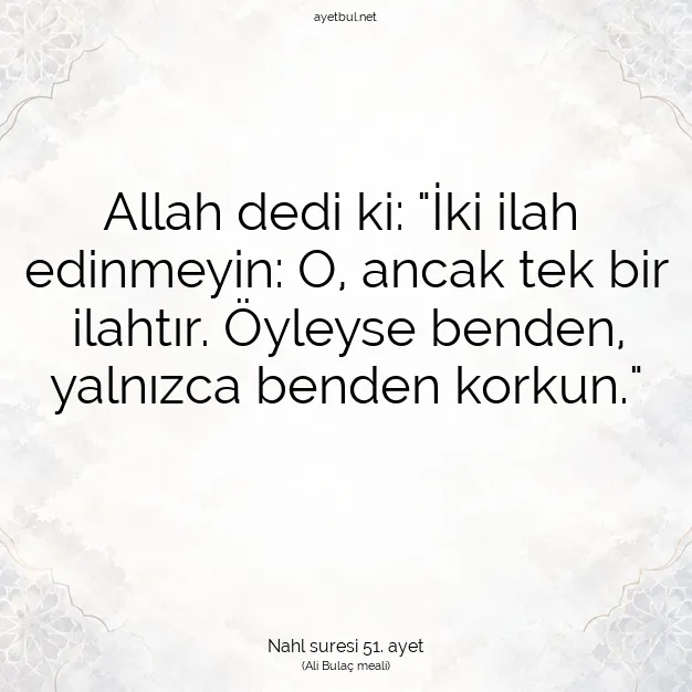 Ayetbul | Kuran Mealleri | Quran | Nahl suresi 51. ayet