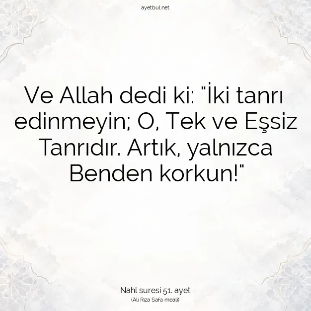 Ayetbul | Kuran Mealleri | Quran | Nahl suresi 51. ayet