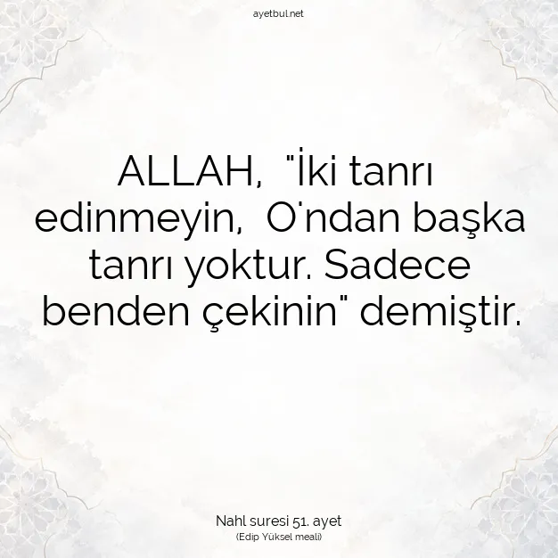 Ayetbul | Kuran Mealleri | Quran | Nahl suresi 51. ayet