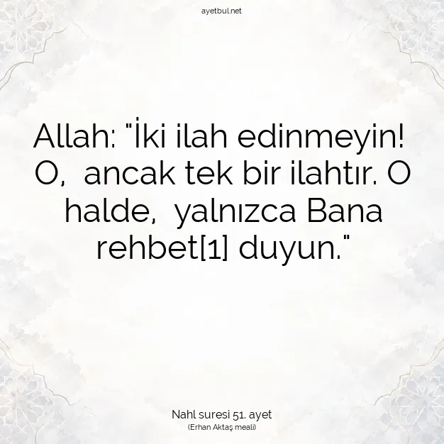 Ayetbul | Kuran Mealleri | Quran | Nahl suresi 51. ayet