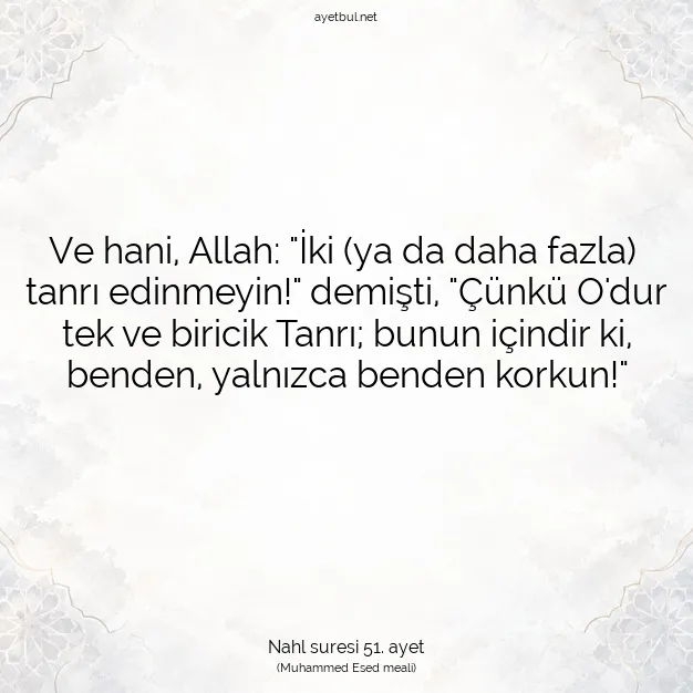Ayetbul | Kuran Mealleri | Quran | Nahl suresi 51. ayet