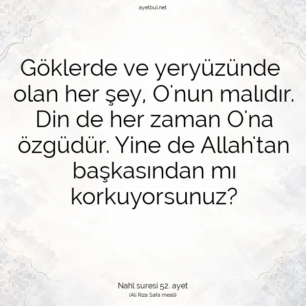 Ayetbul | Kuran Mealleri | Quran | Nahl suresi 52. ayet