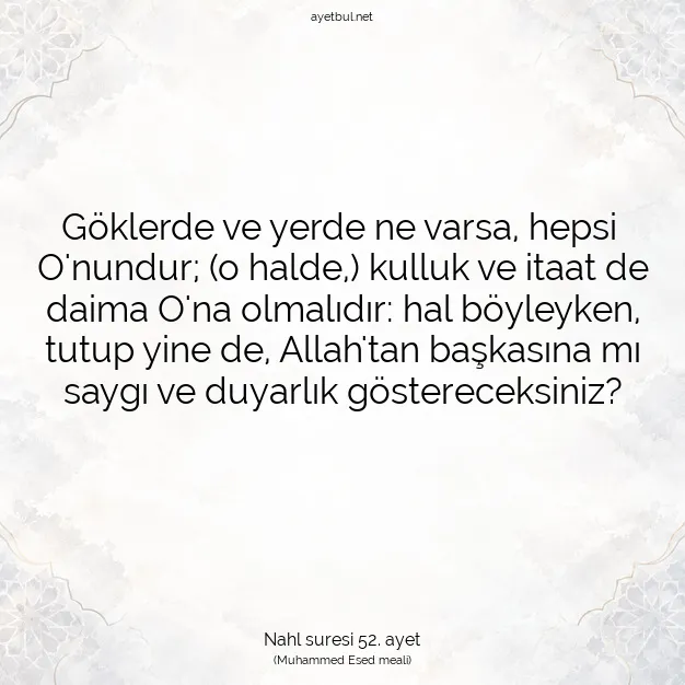 Ayetbul | Kuran Mealleri | Quran | Nahl suresi 52. ayet