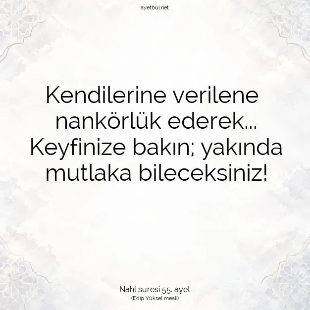 Ayetbul | Kuran Mealleri | Quran | Nahl suresi 55. ayet