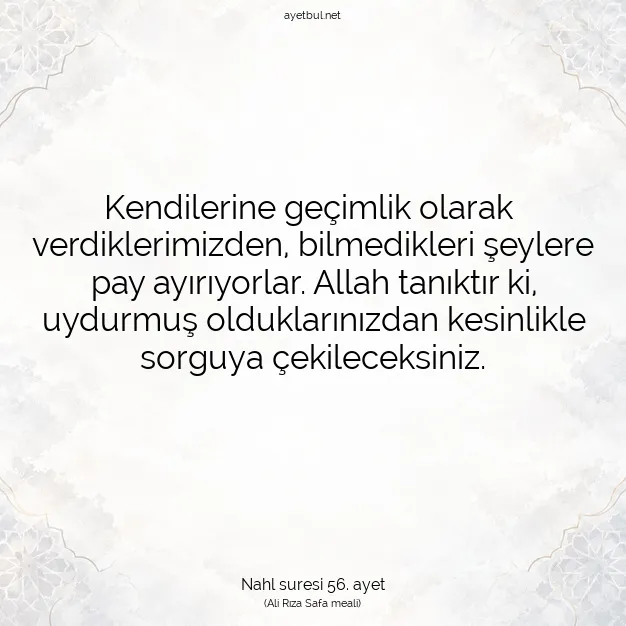 Ayetbul | Kuran Mealleri | Quran | Nahl suresi 56. ayet