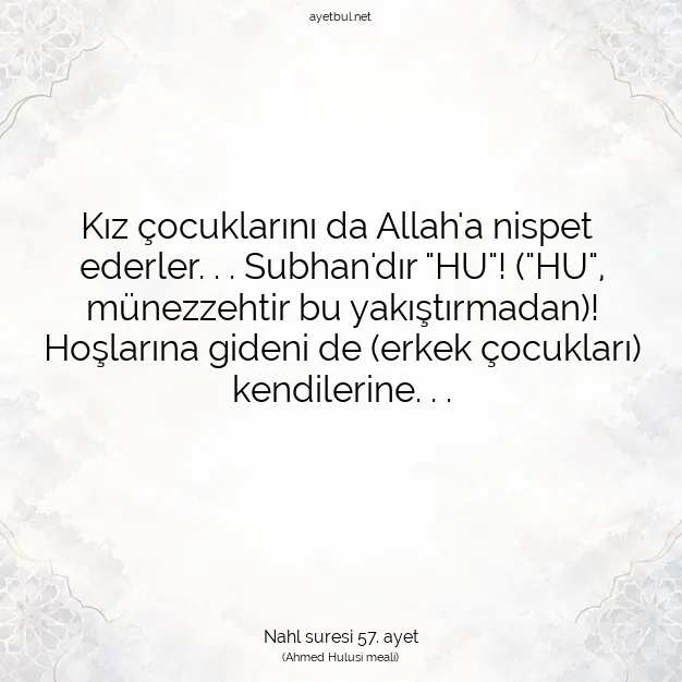 Ayetbul | Kuran Mealleri | Quran | Nahl suresi 57. ayet