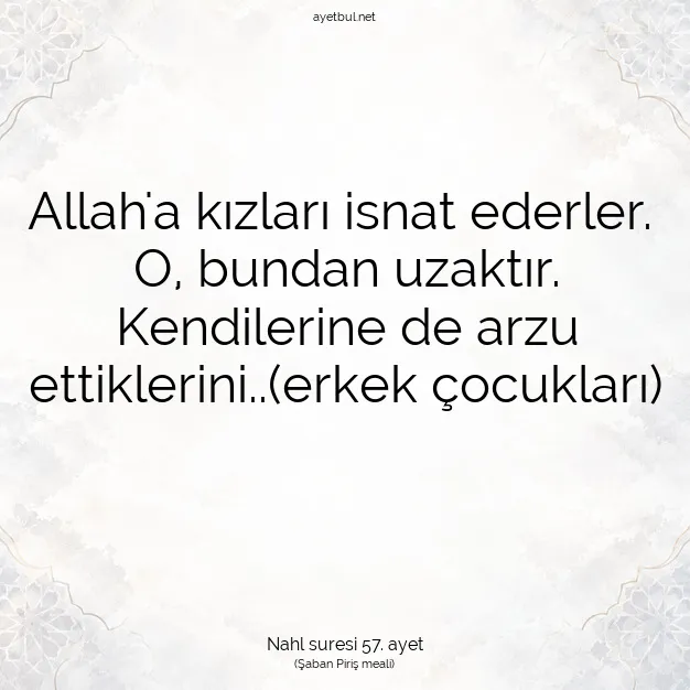 Ayetbul | Kuran Mealleri | Quran | Nahl suresi 57. ayet