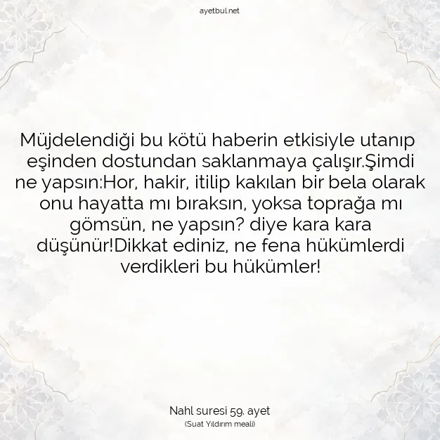 Ayetbul | Kuran Mealleri | Quran | Nahl suresi 59. ayet
