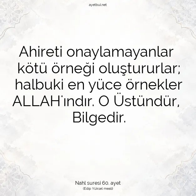Ayetbul | Kuran Mealleri | Quran | Nahl suresi 60. ayet