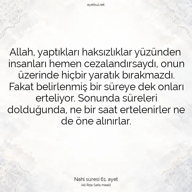 Ayetbul | Kuran Mealleri | Quran | Nahl suresi 61. ayet