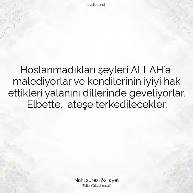 Ayetbul | Kuran Mealleri | Quran | Nahl suresi 62. ayet
