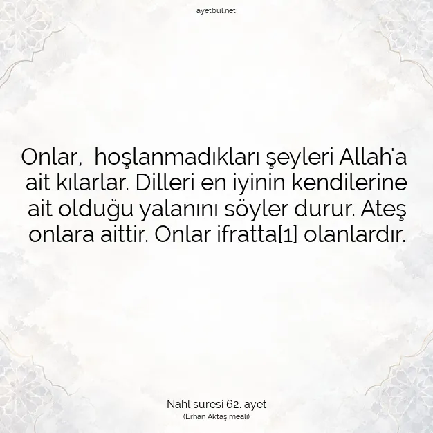 Ayetbul | Kuran Mealleri | Quran | Nahl suresi 62. ayet