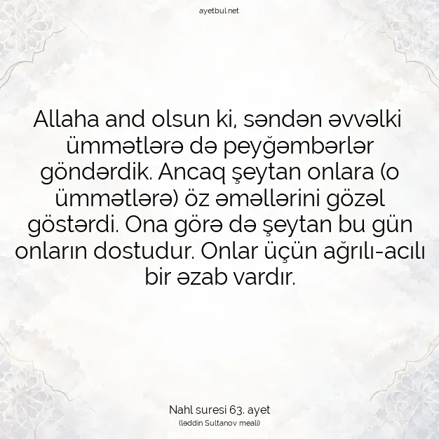 Ayetbul | Kuran Mealleri | Quran | Nahl suresi 63. ayet
