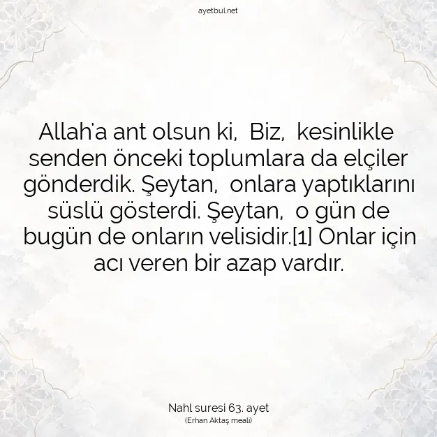 Ayetbul | Kuran Mealleri | Quran | Nahl suresi 63. ayet