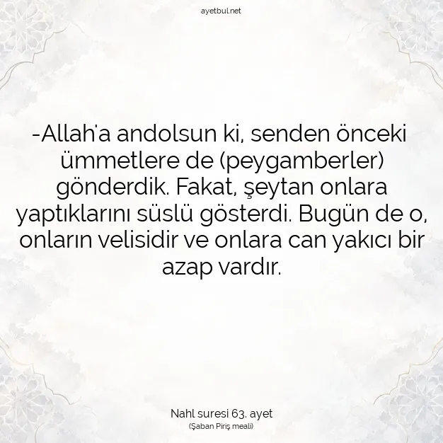 Ayetbul | Kuran Mealleri | Quran | Nahl suresi 63. ayet