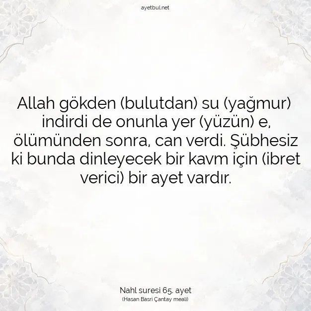 Ayetbul | Kuran Mealleri | Quran | Nahl suresi 65. ayet