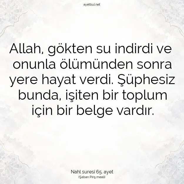 Ayetbul | Kuran Mealleri | Quran | Nahl suresi 65. ayet
