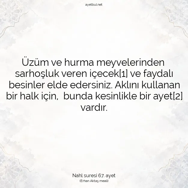 Ayetbul | Kuran Mealleri | Quran | Nahl suresi 67. ayet