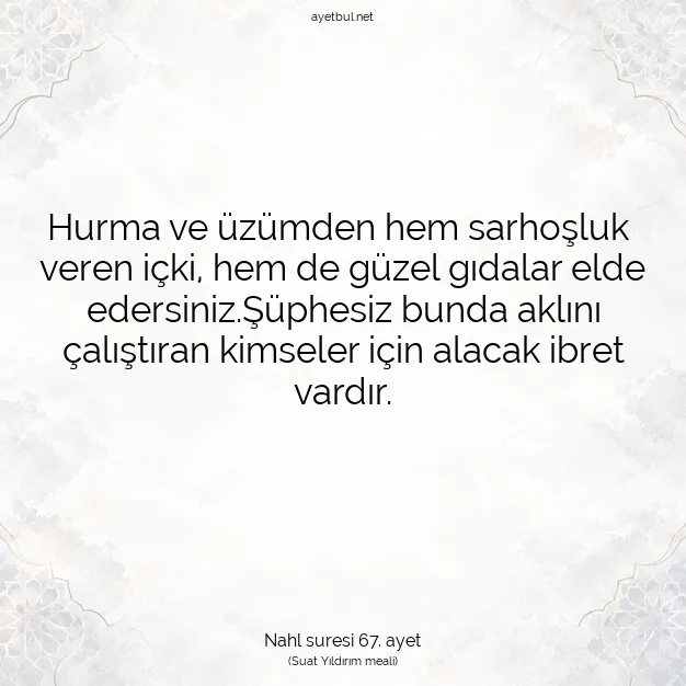 Ayetbul | Kuran Mealleri | Quran | Nahl suresi 67. ayet