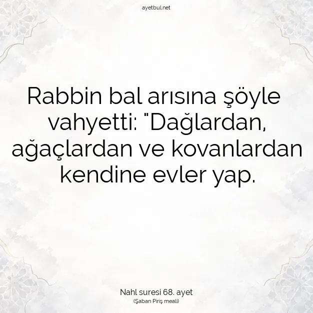 Ayetbul | Kuran Mealleri | Quran | Nahl suresi 68. ayet