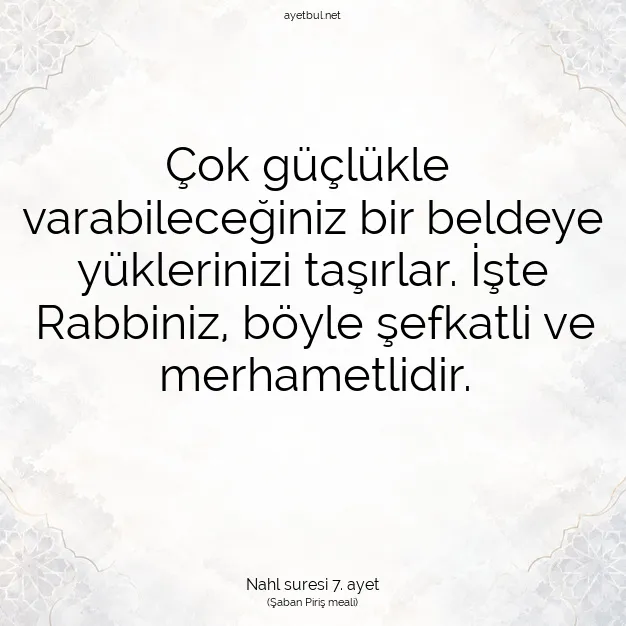 Ayetbul | Kuran Mealleri | Quran | Nahl suresi 7. ayet