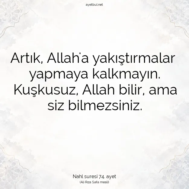 Ayetbul | Kuran Mealleri | Quran | Nahl suresi 74. ayet