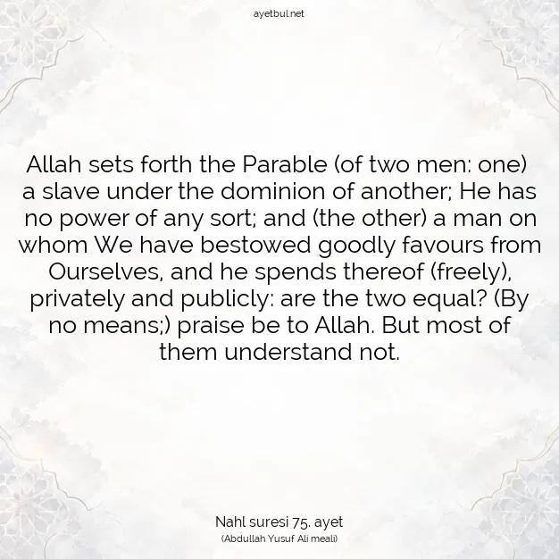 Ayetbul | Kuran Mealleri | Quran | Nahl suresi 75. ayet