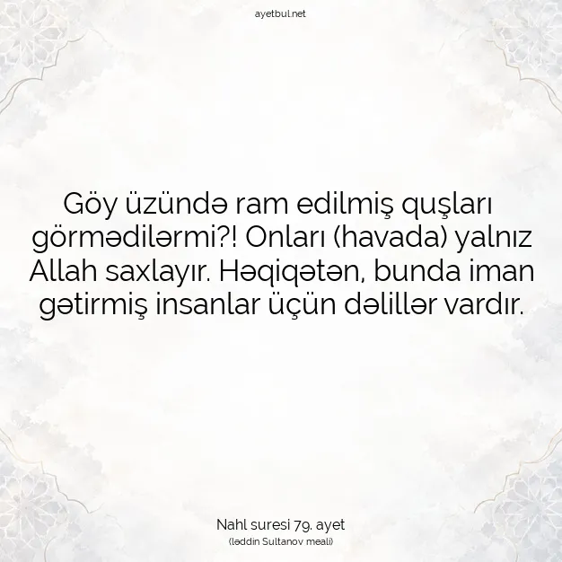 Ayetbul | Kuran Mealleri | Quran | Nahl suresi 79. ayet