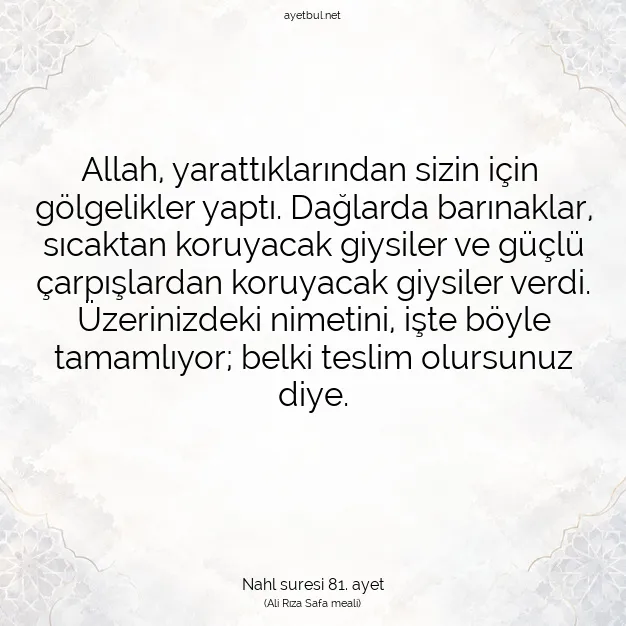 Ayetbul | Kuran Mealleri | Quran | Nahl suresi 81. ayet