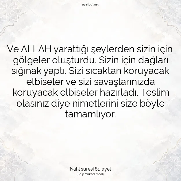 Ayetbul | Kuran Mealleri | Quran | Nahl suresi 81. ayet