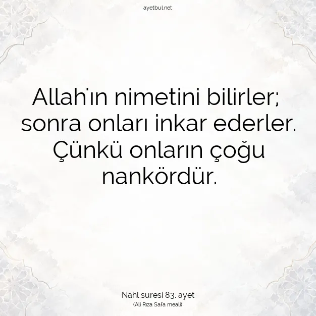 Ayetbul | Kuran Mealleri | Quran | Nahl suresi 83. ayet
