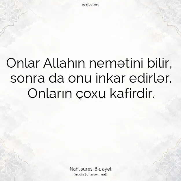 Ayetbul | Kuran Mealleri | Quran | Nahl suresi 83. ayet