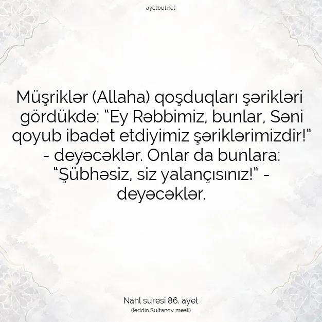 Ayetbul | Kuran Mealleri | Quran | Nahl suresi 86. ayet